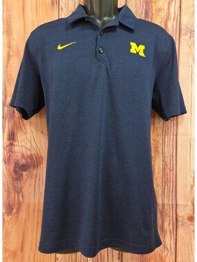 Nike Michigan Wolverines Dri-Fit Mens Medium Polo Navy Blue